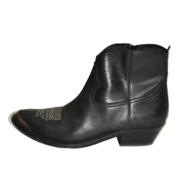 New! Golden Goose Young Leather Zip Cowboy Ankle Boots Black Size 39 9 US DD525 - Picture 3 of 6